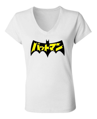 Remera Mujer Escote V -  Batman Logo Japon