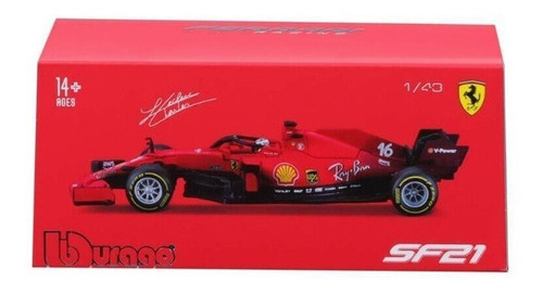 Sf21 #16 Leclerc F1 Ferrari Signature Edition Acrílico Casco Color Rojo