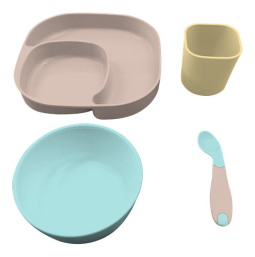 Imagem 2 de 7 de Kit Alimentação Prato Bebê C/ Divisória Bowl Colher Copo