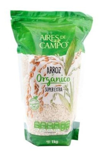 Arroz Aires De Campo Orgánico Super Extra 1 Kg, Caja C 12 Pz