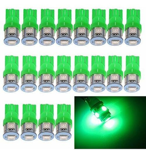 Bombilla Led Para Coche T10 5050 5smd, Verde (paquete De 20)