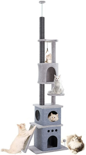 Imagen 1 de 7 de Rascador Gatos Tipo Torre Arbol 250cm Rascacielo Terciopelo