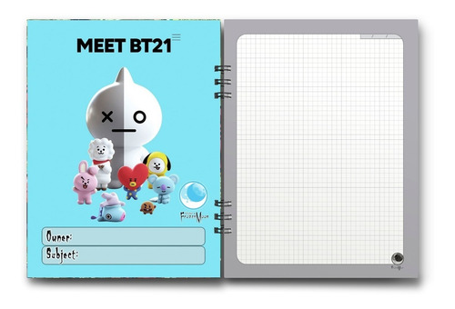 Imagen 10 de 10 de Cuaderno Bt21 15x20 Cms Media Carta 100 Hojas