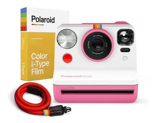 Kit Polaroid Now (pink) + Color I-type (8 Exp) + Correa
