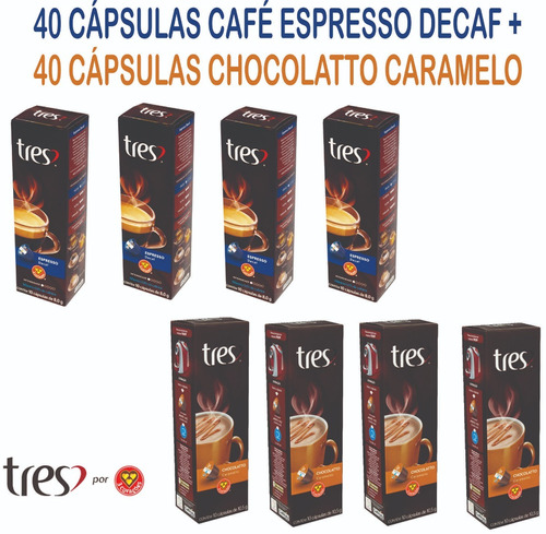 80 Cápsulas Café Espresso Decaf + Chocolatto Caramelo