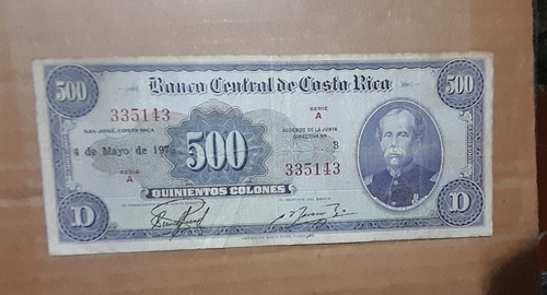 Billete 500a Costa Rica 1976, Muy Buen Estado.