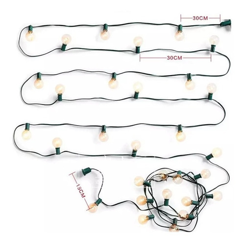 Imagen 5 de 10 de Serie Luces Vintage Para Exteriores 25 Focos G40 7.5mt