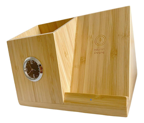 Cargador Inalámbrico Portalápices De 10 W Con Reloj