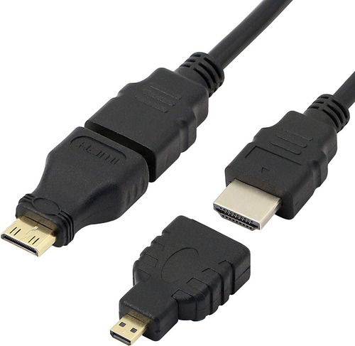 Cable 3 En 1 Micro-mini Hdmi Compatible Con Hdmi 1.5 Metros