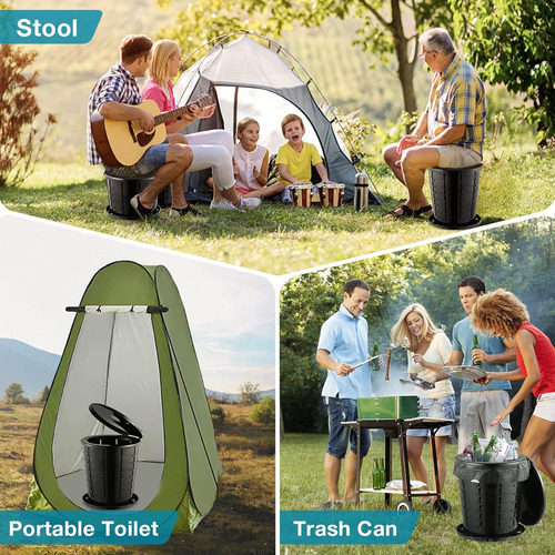 Inodoro Portátil Plegable, Altura Ajustable 33cm, Color Negr