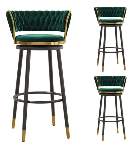 comprar Taburete Bar Silla Juego 3 Giratorio Respaldo Tejido Isla