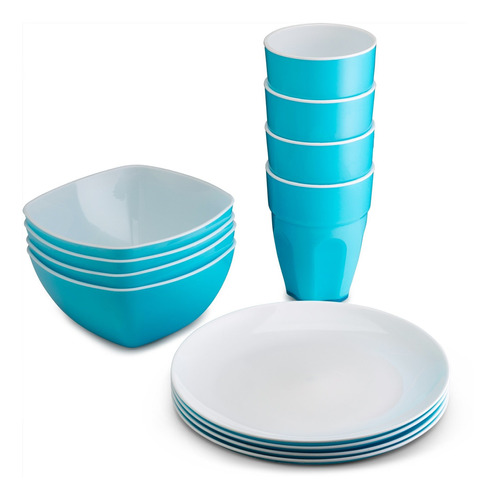 Plasti Home Reusable Plastic Dinnerware Set (12pcs) Ideal Fo