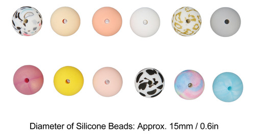 Perlas De Silicona A Granel, 100 Unidades Coloridas, 15 Mm,
