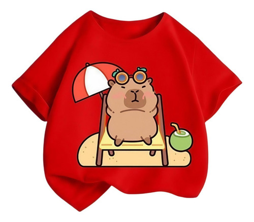 X, Divertida Camiseta Infantil Con Estampado Capibara