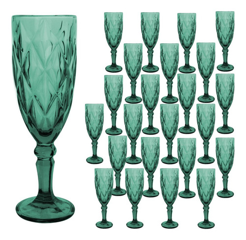 Copa Labrada Champagne Vidrio Flauta Cristal 170ml Vittori Verde/ 24 Piezas