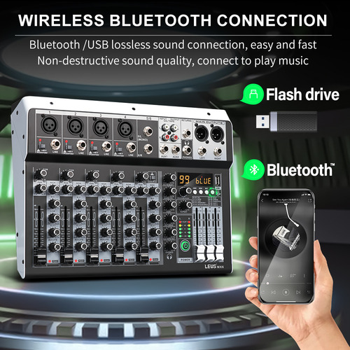 Mx6 Canal 99 Dsp Efeito Mixer Record Pc 48v Phantom Power