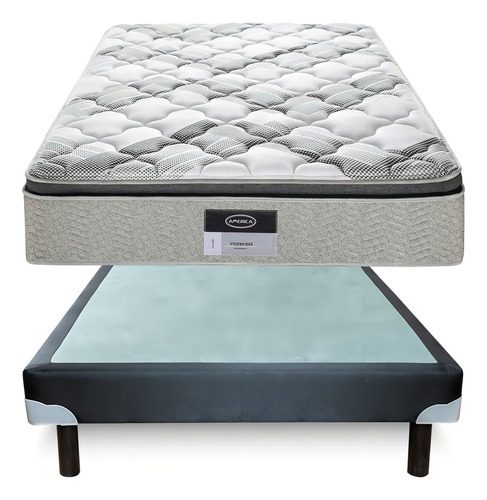 Colchón América Matrimonial Ortopédico Más Box Modelo Yorker Color Gris