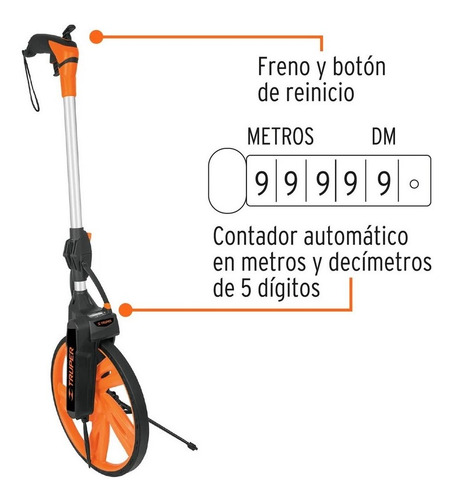 Imagen 2 de 3 de Odómetro Medidor De Distancia Con Freno Truper 15831