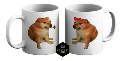 Cheems Combo Taza Cerámica Importada - Parejas - Novios 