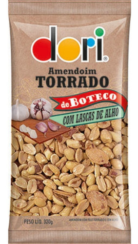 Kit 2 Pacotes Amendoim Com Lascas De Alho Com 320g Dori