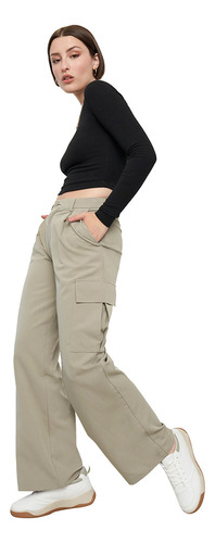 Pantalón Mujer Sastrero Cargo Verde Corona