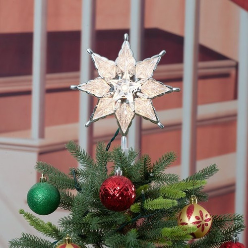 Estrella Mod 3 Para Punta Pino Navidad Plateada