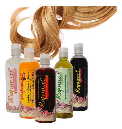Kit Rapunzel 5 Pz Hidrata Colageno Anti Caida Caspa Natural