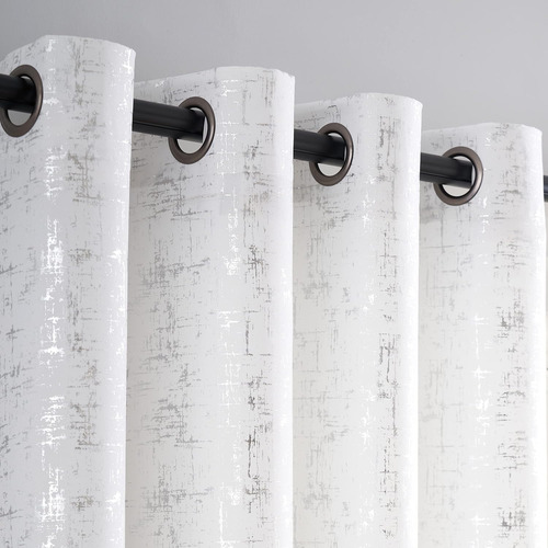 Cortinas De Textura De Lino Con Estampado De Papel De Plata
