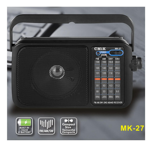 Rádio Portátil Am/fm/sw De Alto Volume Para Idosos