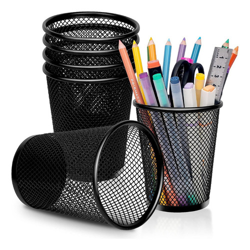 - 6 Lapiceros Metal P/ Escritorio Porta Lapices Y Plumas