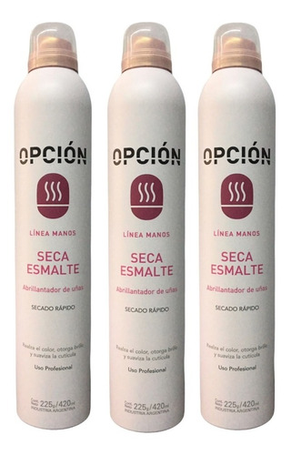 3 Seca Esmalte Rápido En Aerosol Opción Brillo Uñas 420ml