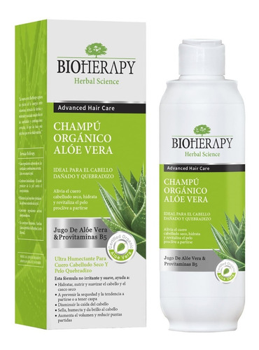 Shampoo Aloe Vera Orgánico Para Pelo Seco O Dañado Bioherapy