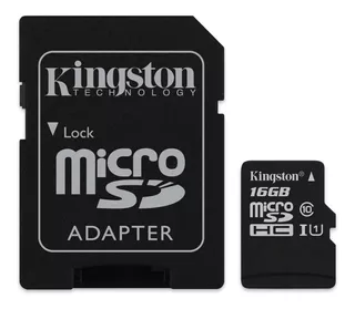 Memoria Micro Sd 16gb Con Adaptador Sd Kingston Clase 10
