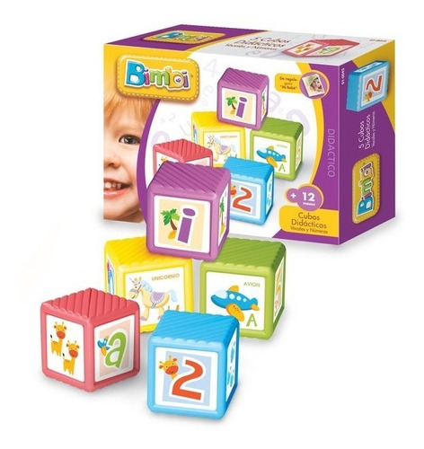 Bloques 5 Cubos Apilables Abc Y Numeros Para Bebes Bimbi