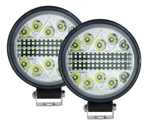 2 Faros Redondos 34 Leds Con Estrobo Blanco 136w Tunelight