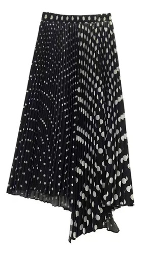 Falda Midi De Lunares Para Mujer, Plisada En A, Versátil