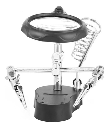 Lupa Para Soldar Atril De Base Con Pinzas Y Luz Led 3.5/12x