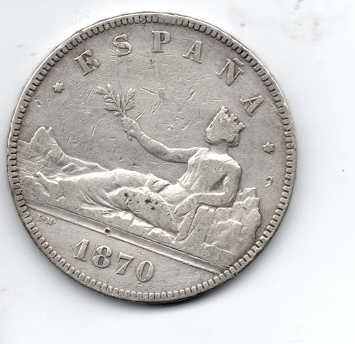 Moneda De Plata De España 5 Pesetas 1870