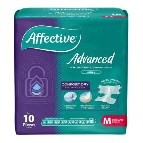 Pañales para adultos descartables Affective Advanced MX284464 Mediano x 10 u