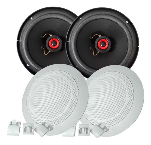 Par Falante Bomber Coaxial 60w Rms + Par Arandela Redonda