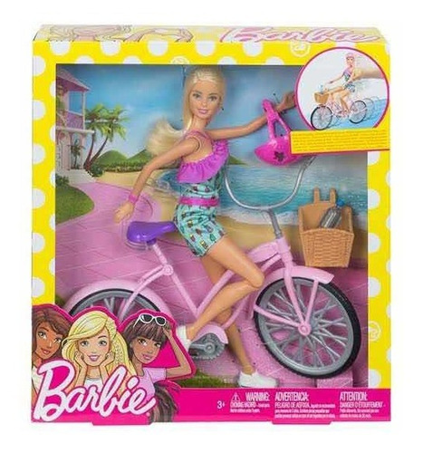 Barbie, Set De Juego, Bicicleta Con Muñeca, Para Niñas De 3