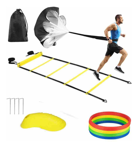 Kit De Entrenamiento Conos+escalera+paracaida+aros Deportes