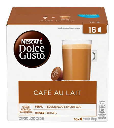 Imagem 3 de 3 de Café Em Cápsula Nescafé Dolce Gusto Café Au Lait 16 Cápsulas