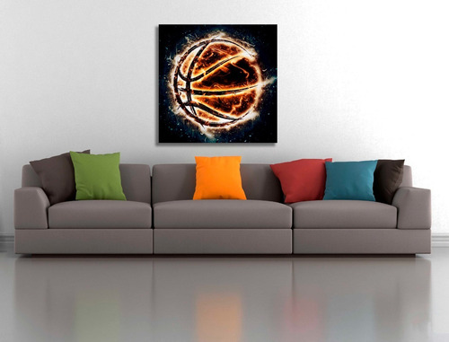 Cuadros Vanguardista  Canvas Balón Básquet Ball Fuego  50x50