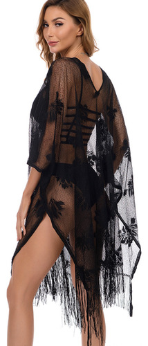 Kimono Cubierta De Bikini Salida De Playa Encaje Transparent