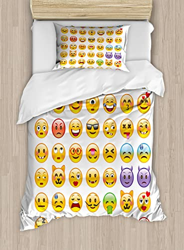 Ambesonne Humor Duvet Cover Sets, Muchos Emoticonos Dnwyd