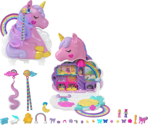 Polly Pocket Mini Juguetes, Cabezal De Salón De Unicornio .