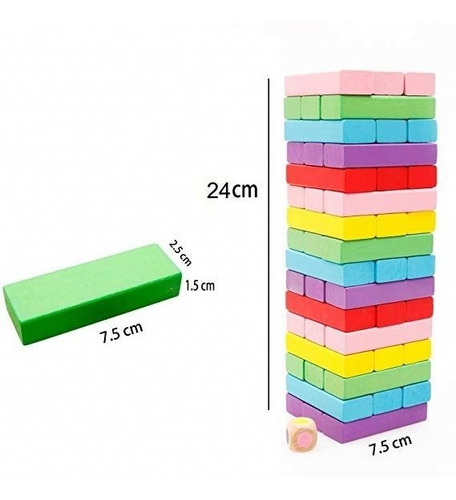 Imagen 5 de 8 de Jenga De Madera De Colores Regalo Juego Maderitas Apilables