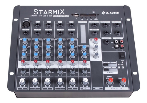 Mesa Som Mixer Ll Starmix Usfx602r 6ch Efeito Bluetooth Usb