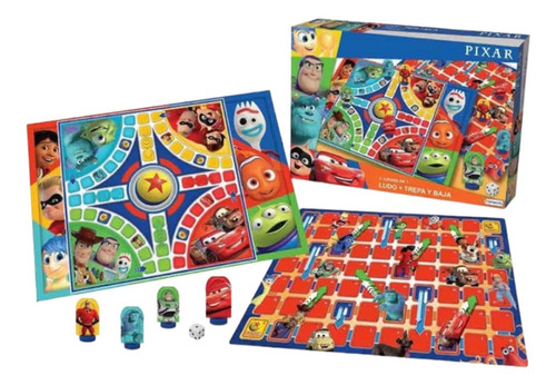 Juego De Mesa Multijuego Pixar Disney 2 En 1 Ludo + Subidas 